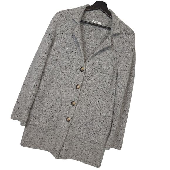 J. Crew Mercantile Women's Cardigan Large Grey Lambs Wool Peasant Lagenlook Boho - Picture 1 of 11